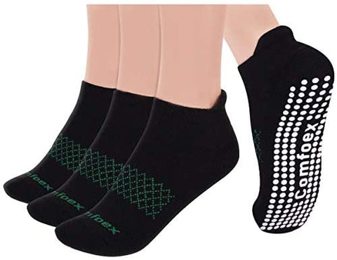 Non Slip Yoga Socks Women 3 Pairs Cushioned Sole Grip Socks for Pilates, Barre