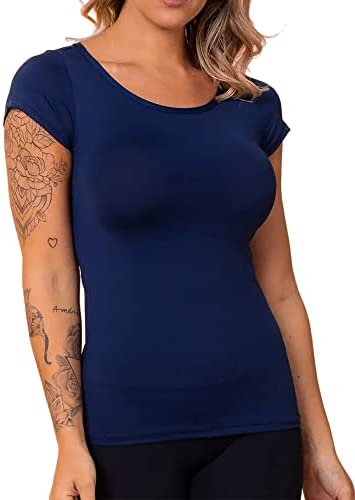 Womens Short Sleeve Backless Slim Workout T-Shirt Yoga Running Workout Essential Tops
