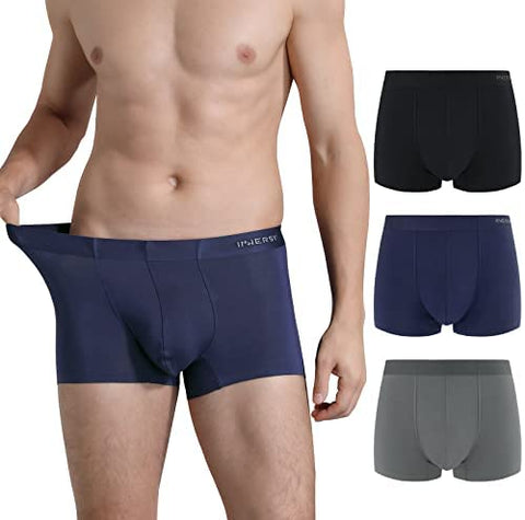 INNERSY Men's Micro Modal Boxer Briefs No Show Short Leg Trunks Underwear 3 Pack