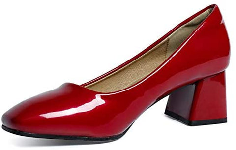 Heel The World Women's Dress Pumps Low Chunky Block Heels Square Toe Party Office Shoes