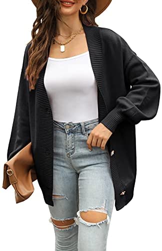 GAMISOTE Womens Cardigan Sweaters Chunky Oversized V Neck Long Knitted Button Down Outerwear