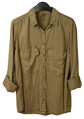 Women's Classic Button Down Blouse Shirt Casual Long Sleeve Solid Color T-Shirt
