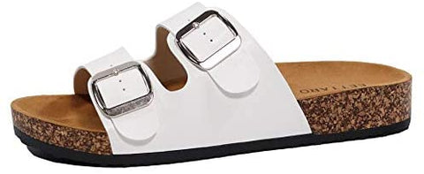 EETTARO Women's Casual Cork Footbed Slide Sandals Ladies 2-Strap Adjustable Buckle Beach Slippers Slip-on Platform Shoes