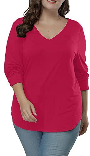 Women's Plus Size T Shirts Long Sleeve Asymmetric Hem Casual Tee Tops