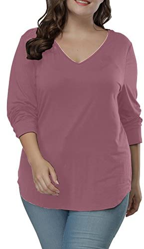 Women's Plus Size T Shirts Long Sleeve Asymmetric Hem Casual Tee Tops