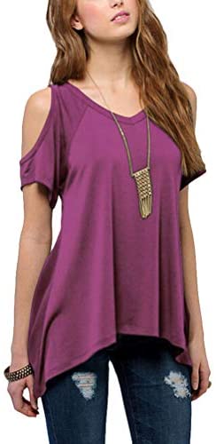 Women's Vogue Shoulder Off Wide Hem Design Top Shirt