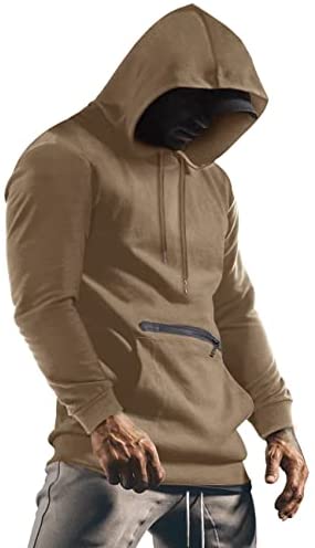 iWoo Mens Fashion Muscle T Shirts Hooded Workout Shirts with Pocket