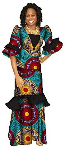 Women Wedding Dress 3/4 Long Sleeve Dashiki African Print 2 PC Skirts Sets