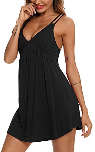 Sexy Lingerie Sleepwear for Women Chemises V-Neck Full Slip Babydoll Nightgown Dress S-XXL