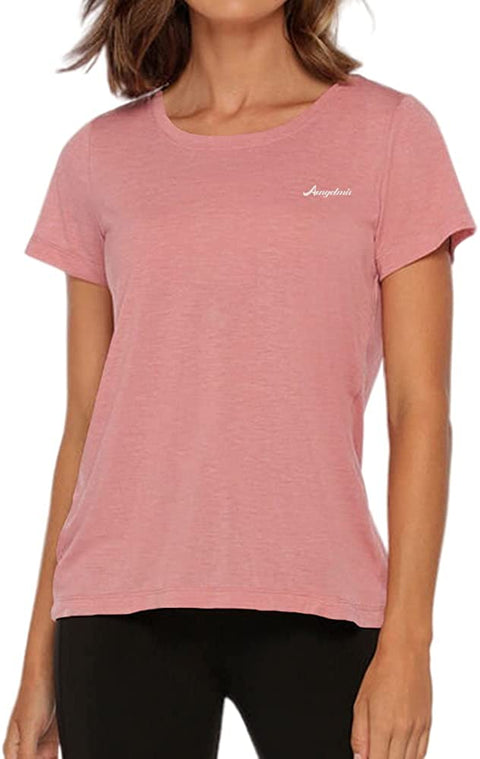 Women's Essential Short Sleeve Crew Neck Tee Tops Casual Workout Button and Split Back High Low T-Shirts
