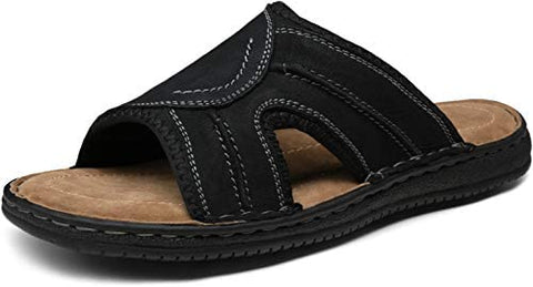 Men's Leather Sandals Arch Support Flip Flop Outdoor Retro Fisherman Sandals for Men