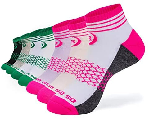 Womens Ankle Socks 7 Pairs Running Athletic Cushioned Sole Heel Shield Socks With Tab