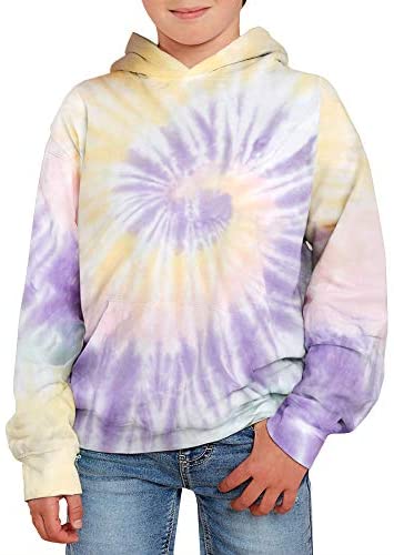 GAMISOTE Unisex Kids Tie Dye Sweatshirt Boys Girls Hooded Kangaroo Pocket Pullover Hoodies