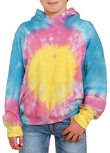 GAMISOTE Unisex Kids Tie Dye Sweatshirt Boys Girls Hooded Kangaroo Pocket Pullover Hoodies