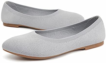 konhill Women's Classic Ballet Flats - Pointy Toe Soft Knit Slip on Dress Shoes