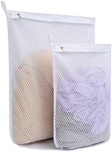 BAGAIL Set of 3 Honeycomb Mesh Laundry Bags for Blouse,Hosiery,Stocking,Underwear, Lingerie with Zipper Lock,Premium Laundry Bags for Travel Storage Organization(3 Set)