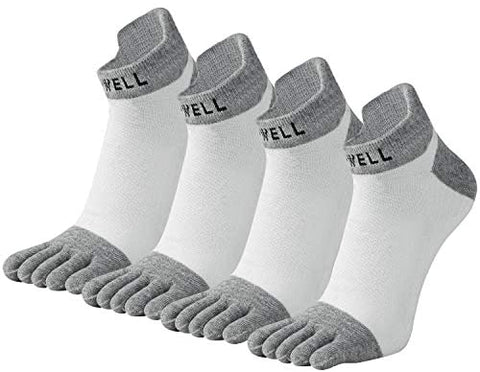 Men's Cotton Toe Socks Five Finger Socks No Show Crew Athletic Socks for Running 4 Pairs(Size 7-11)