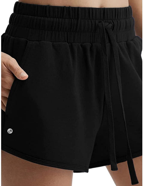 Women's Casual Elastic Waist Drawstring Shorts Workout Running Athletic Biker Shorts with Pockets