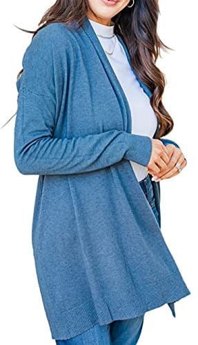 Women Casual Open Front Cardigans Solid Color Lightweight Simple Style Cardigan Sweaters Outwear