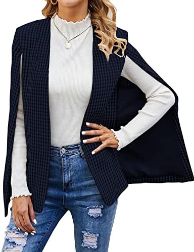 GAMISOTE Womens Cape Blazer Split Sleeve Open Front Casual Jacket Coat Workwear