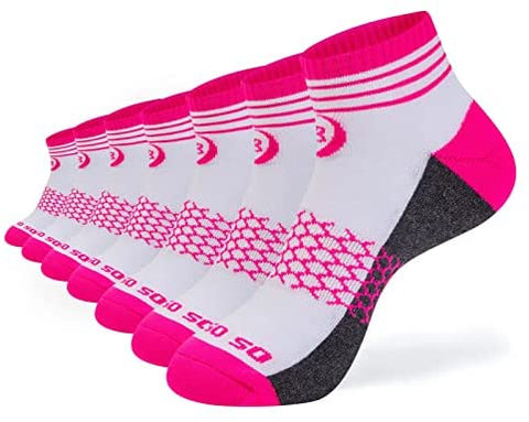 Womens Ankle Socks 7 Pairs Running Athletic Cushioned Sole Heel Shield Socks With Tab