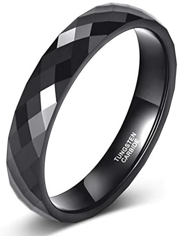 TRUMIUM 4MM Multi-Faceted Tungsten Wedding Rings Rose Gold/Black Engagement Band for Women Men Comfort Fit Size 4.5-12