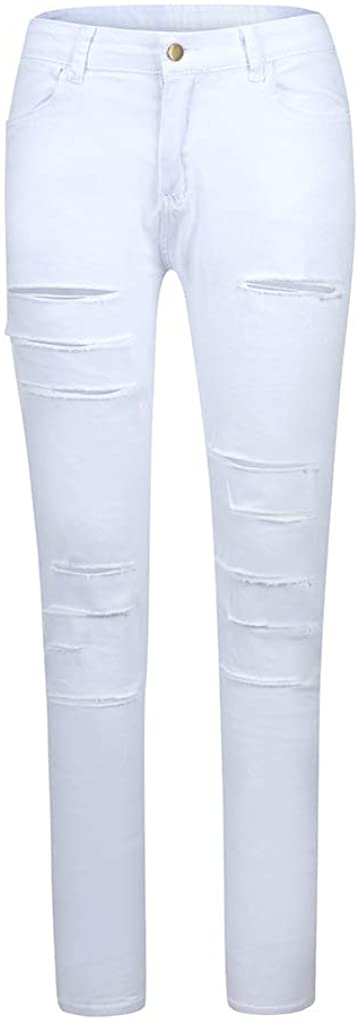 elselect Women's Ripped Jeans for Women High Waist Butt Lifting Skinny Distressed Jeans Leggings with Pockets