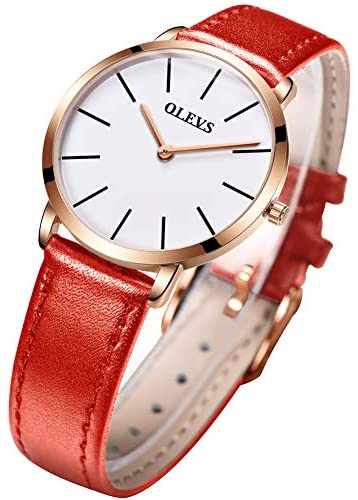 Ultra Thin for Ladies Leather Band Wrist Watch