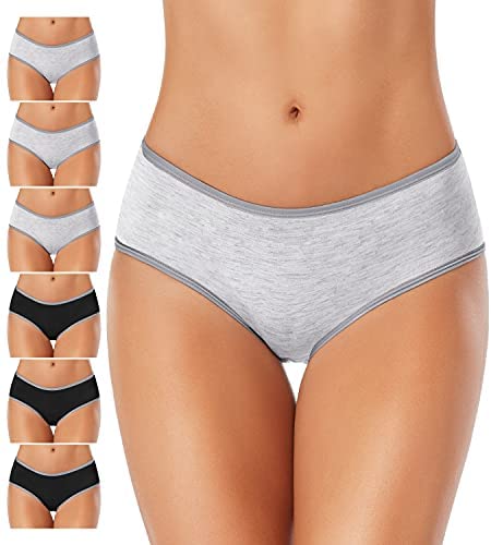 Cotton Full Coverage Underwear Womens Panties No Ride Up Hipster Soft Breathable Stretch Bikini Ladies Briefs 6 Pack