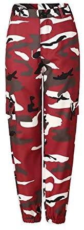 Women's Stylish Camouflage Cargo Pants Classic High Waist Denim Cargo Jogger