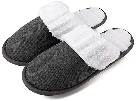 Women's Cozy Fuzzy Plush Fleece Slippers Soft Memory Foam Ladies House Shoes Warm Knit Bedroom Flat Shoe Anti-Slip Indoor Outdoor