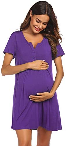 Labor and Delivery Gown, Nursing Nightgown, Maternity Nightgowns for Hospital Short