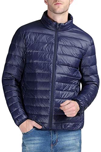 Men's Lightweight Cotton Padded Jacket Classic Winter Stand Collar Puffer Jacket