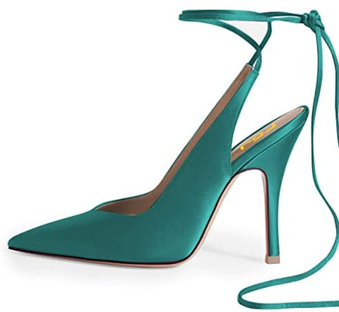 Women Classic Strappy Ankle Strap Lace up Mid Heels Pointed Toe Stylish Stiletto Sandals Slingback Pump Dress Wedding Prom Shoes Size 4-15 US