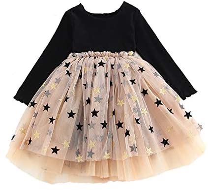 Baby Girls Dress Long Sleeves Tulle Princess Gypsophila Dresses Casual for Toddler Girl Age 6M-7T