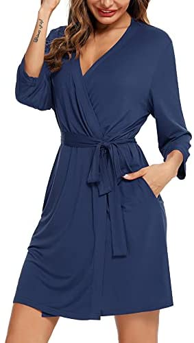 Robe for Women Kimono Robes Soft Bamboo Sleepwear Short Knit Bathrobe Ladies Loungewear S-XXL