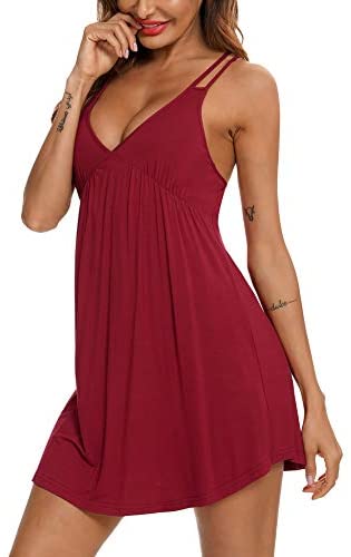 Sexy Lingerie Sleepwear for Women Chemises V-Neck Full Slip Babydoll Nightgown Dress S-XXL