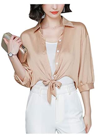 Women's Fashion Long Sleeve Top Blouses Sexy V Neck Button Down Blouse Shirt