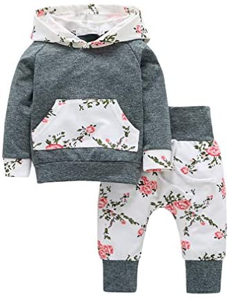 Baby Girls Clothing Sets Flowers Long Sleeve Hoodie Tops Pants Outfit