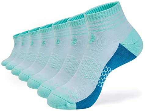 Womens Ankle Socks 7 Pairs Running Athletic Cushioned Sole Heel Shield Socks With Tab