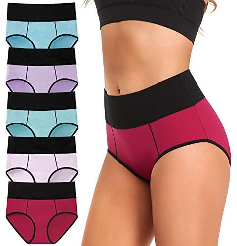 Women's Underwear Cotton, High Waisted Full Coverage Briefs, Soft Stretch No Muffin Top Ladies Panties Regular & Plus Size