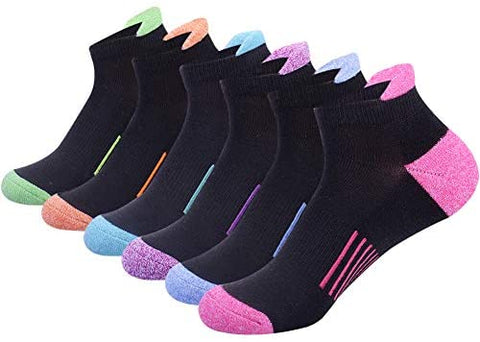Womens Ankle Athletic Low Cut Tab Socks Cushioned Running Sports 6 Pack