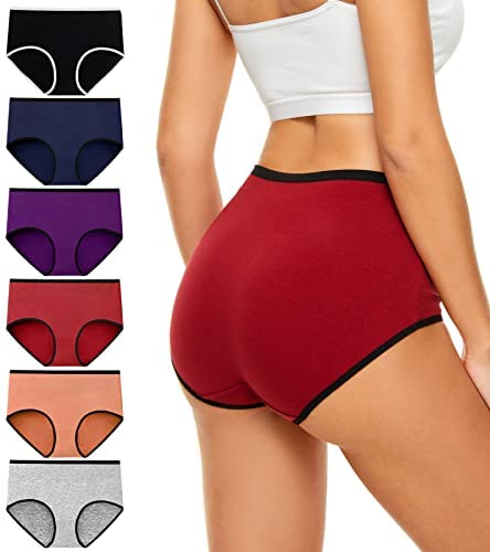 Women's Cotton Underwear High Waisted Ladies No Muffin Top Full Coverage Briefs Stretch Panties for Fall Winter