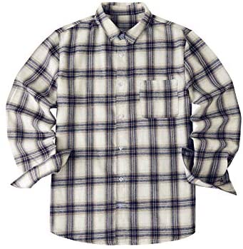 Mens Plaid Flannel Shirt Long Sleeves Button Down Collar Regular-fit Shirts with Pockets