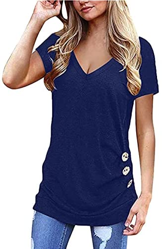 Women's Summer Short Sleeve T Shirts V Neck Casual Tunic Slim Tee Tops