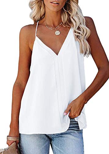 Womens V Neck Camisole Solid Sleeveless Tank Tops Casual Halter Loose Fit Racerback Shirts
