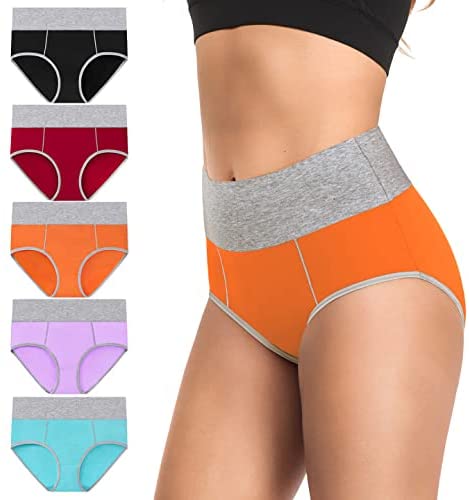 Women's Underwear Cotton, High Waisted Full Coverage Briefs, Soft Stretch No Muffin Top Ladies Panties Regular & Plus Size