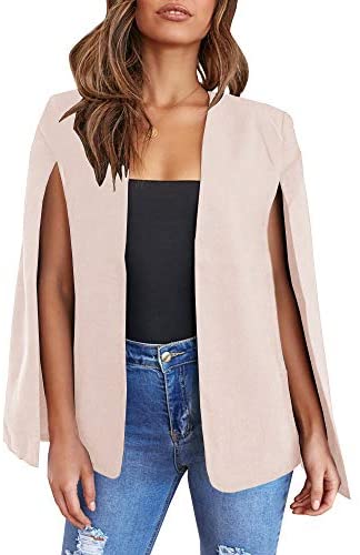 GAMISOTE Womens Cape Blazer Split Sleeve Open Front Casual Jacket Coat Workwear