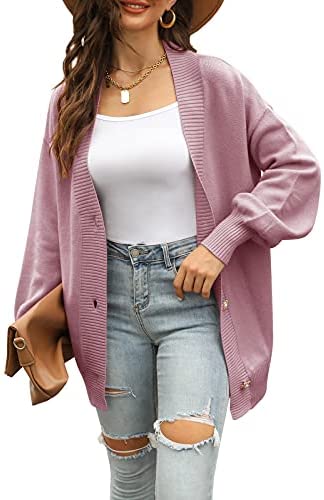 GAMISOTE Womens Cardigan Sweaters Chunky Oversized V Neck Long Knitted Button Down Outerwear