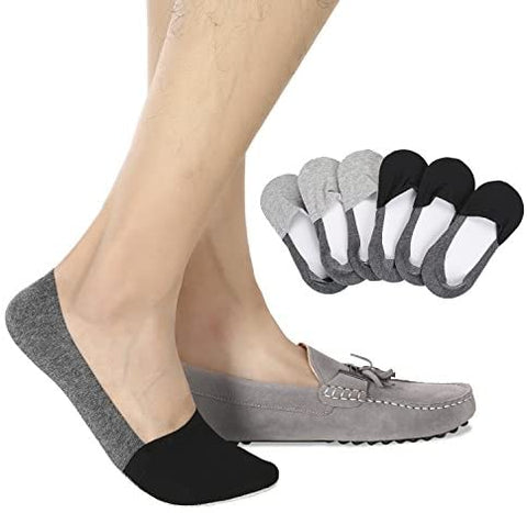 Mens No Show Socks Non-Slip Grips Casual Low Cut Boat Sock 6 Pack